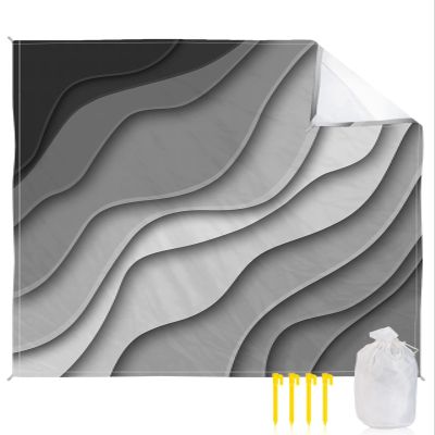 Beach Blanket Grey Modern Geometric Sandproof Waterproof Beach Mat Gray Abstract Beach Sand Free Mat Quick Drying Beach Essentials for Vacation Lightweight with 4 Stakes & Corner Pockets 108"x84"