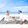 Beach Blanket Grey Modern Geometric Sandproof Waterproof Beach Mat Gray Abstract Beach Sand Free Mat Quick Drying Beach Essentials for Vacation Lightweight with 4 Stakes & Corner Pockets 108"x84" view 4