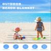 Beach Blanket Beige White Stripes Sandproof Waterproof Beach Mat Beighe Farmhouse Stripe Sand Free Mat Quick Drying Beach Essentials for Vacation Lightweight with 4 Stakes & Corner Pockets 118"x108" view 3