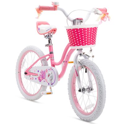 RoyalBaby Girls Bike with Training Wheels and KickstandStargirl Kids Bicycle 18 Inch Toddlers to Big Kids 5-8 Years, Star Pink