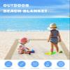 ALAGEO Beach Blanket Farmhouse Khaki Beige Sandproof Waterproof Beach Mat Burlap Background Sand Free Mat Quick Drying Beach Essentials for Vacation Lightweight with 4 Stakes & Corner Pockets 83"x79" view 3
