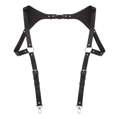 Alvivi Medieval Retro Faux Leather Suspenders with Adjustable Buckle Steampunk Suspenders for Men Cosplay Party Clubwear Black B One Size