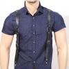 Alvivi Medieval Retro Faux Leather Suspenders with Adjustable Buckle Steampunk Suspenders for Men Cosplay Party Clubwear Black B One Size view 2