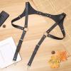 Alvivi Medieval Retro Faux Leather Suspenders with Adjustable Buckle Steampunk Suspenders for Men Cosplay Party Clubwear Black B One Size view 4