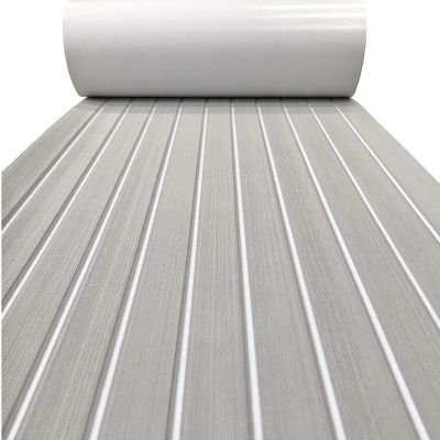 KXKZREN Boat Flooring EVA Foam Decking Sheet Faux Teak Marine Mat Non-Slip Boat Carpet Self-Adhesive Flooring for Jon Boats Motorboat RV Yacht Kayak Swim Platform 44 x 94.5 inch,28.93 sq.ft