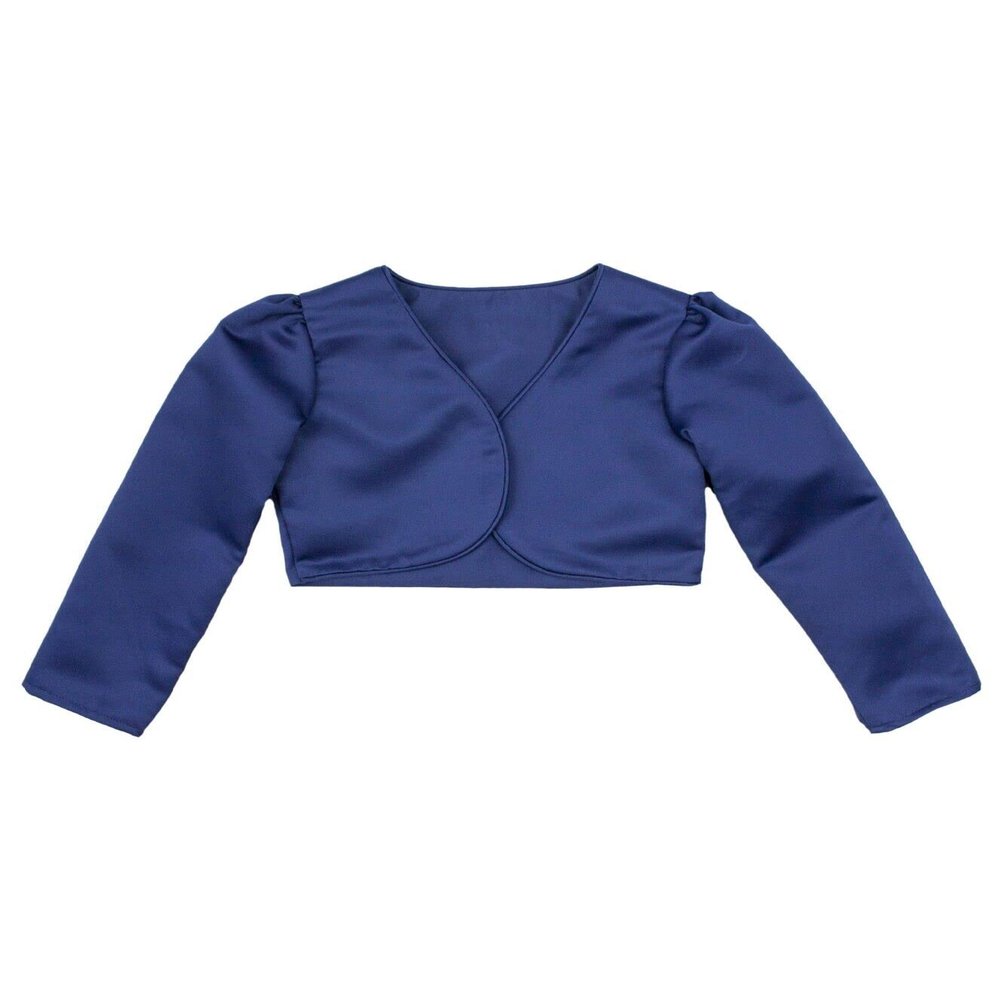 Baby Girl Long Sleeves Communion Christening Baptism Navy Blue Bolero Flower Girl Formal Wedding Cardigan Jacket Age 6-12 Months