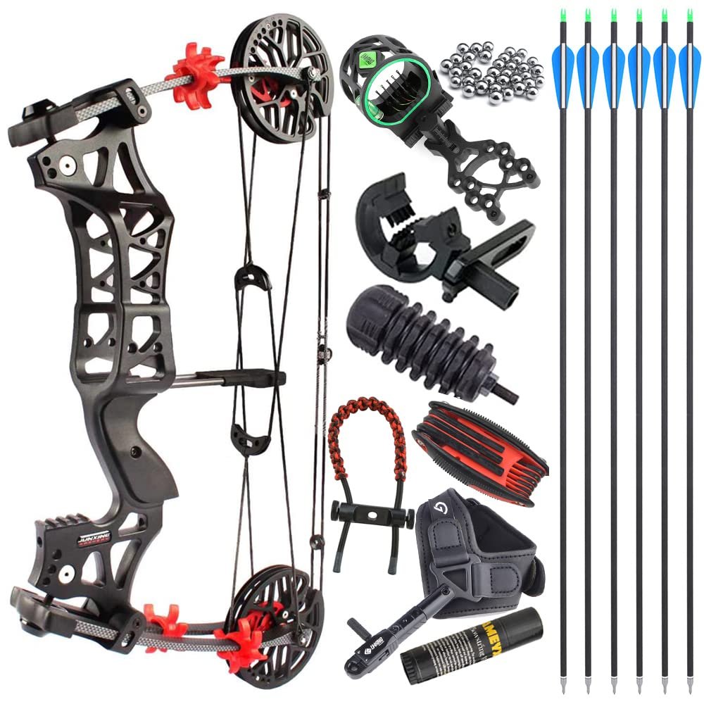 ZSHJGJR Archery M109E Compound Bow Steel Ball Catapult Hunting Dual-Purpose Compound Bow Set 30-60lbs Bowfishing Bow Right/Left Hand (Right Hand, Bow Set 2)