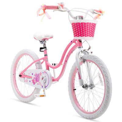 RoyalBaby Girls Bike with Training Wheels and Dual HandbrakeStargirl Kids Bicycle 20 Inch Toddlers to Big Kids 7-13 Years, Star Pink