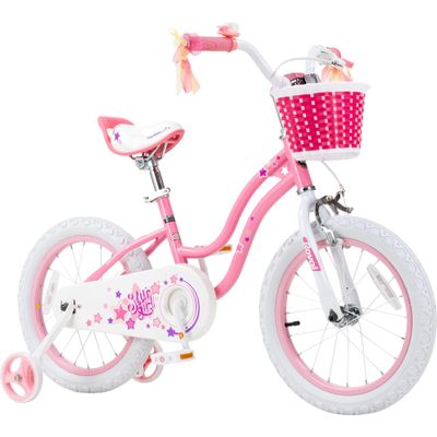 RoyalBaby Girls Bike with Training Wheels and KickstandStargirl Kids Bicycle 16 Inch Toddlers to Big Kids 4-7 Years, Star Pink