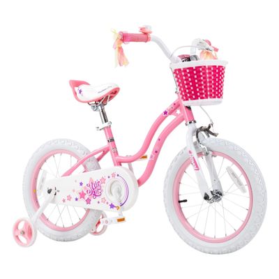 RoyalBaby Girls Bike with Training WheelsStargirl Kids Bicycle 14 Inch Toddlers to Big Kids 3-5 Years, Star Pink