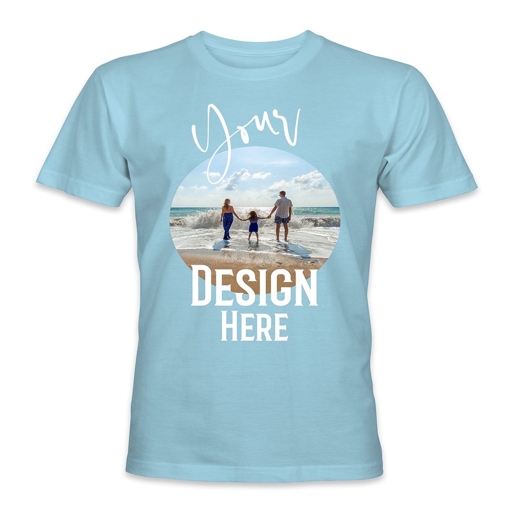 Kids Personalized Individual Style Design Short Sleeve Premium T-Shirts Tees Top - Light Blue - L - Your Own Design and Text