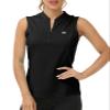 JINSHI Golf Shirts for Women Sleeveless with Collarless Tank Tops Shirts Moisture Wicking Womens Golf Apparel Dry Fit Lightweight Black Small view 1