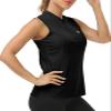 JINSHI Golf Shirts for Women Sleeveless with Collarless Tank Tops Shirts Moisture Wicking Womens Golf Apparel Dry Fit Lightweight Black Small view 2