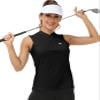 JINSHI Golf Shirts for Women Sleeveless with Collarless Tank Tops Shirts Moisture Wicking Womens Golf Apparel Dry Fit Lightweight Black Small view 3