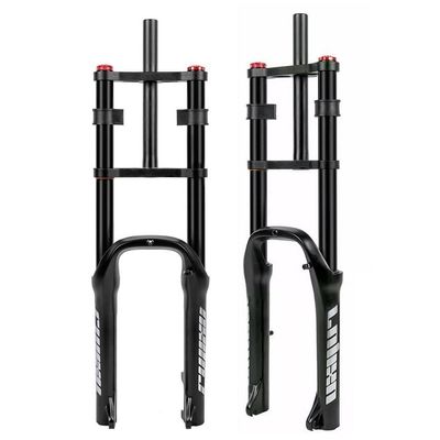 HSQMA Snow Bike Fork,20 Inch 4.0' Tire Fat Air Suspension Forks Travel 110mm,Double Shoulder Disc Brake Bicycle Straight Front Fork Adjustable Rebound,for ATV/Beach Bike/BMX