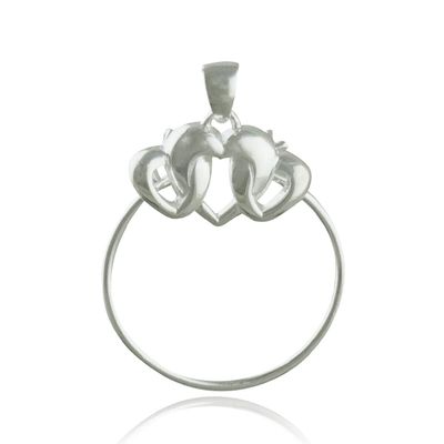 Three Hearts Charm Holder Pendant - 925 Sterling Silver - Carrier Hanger Add On