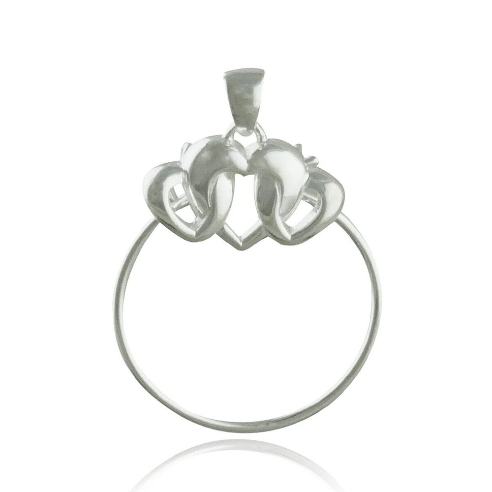 Three Hearts Charm Holder Pendant - 925 Sterling Silver - Carrier Hanger Add On