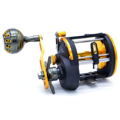 CAMEKOON Level Wind Star Drag Round Trolling Reel, Right Hand, Conventional Baitcasting Fishing Reel with Powerful Handle for Saltwater Big Game