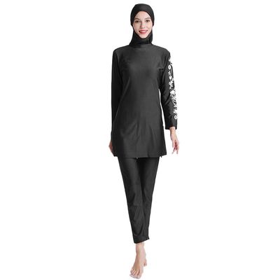 OBEEII Womens Muslim Swimsuits Full Coverage Long Sleeve Swimwear Burkini Hijab Bathing Suit Black02 3XL