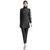 OBEEII Womens Muslim Swimsuits Full Coverage Long Sleeve Swimwear Burkini Hijab Bathing Suit Black02 3XL