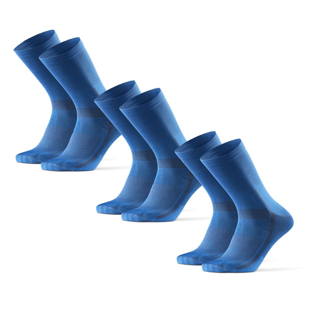DANISH ENDURANCE Cycling Socks, Crew Length, Breathable, Cushioned, Biking Socks for Men & Women, 3 & 5-Pack, Blue, Medium