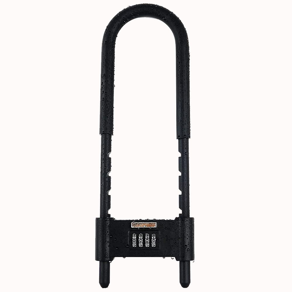 U Lock-Bicycle Combination U-Lock - Four Position Combination Padlock - Long Shackle Padlock - with Adjustable Shackle - Suitable for Bicycles, Electric Bikes, Mountain Bikes, Glass Doors
