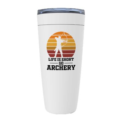 Archery White Edition Viking Tumbler 20oz - Libe Go Archery - Hobbies Play Athletics Powerful Shot Bow Hunt Dart Archer Coach Gymnasthics