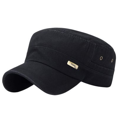Baseball Sun Flat Vintage Fashion Hat Military Sport Cap Unisex Cap Style Youth Adjustable Baseball (Black, One Size)
