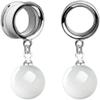 ZHAOZOUL 2 Pieces Stainless Steel White Bead Pendant Earbuds Dual Horn Earbud Amplifier,Silver,8mm view 1