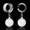 ZHAOZOUL 2 Pieces Stainless Steel White Bead Pendant Earbuds Dual Horn Earbud Amplifier,Silver,8mm view 4