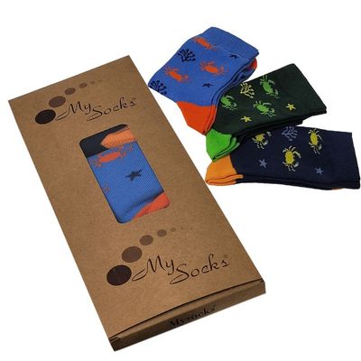 Kids Design 3 Pairs Crab Pattern Crew Socks