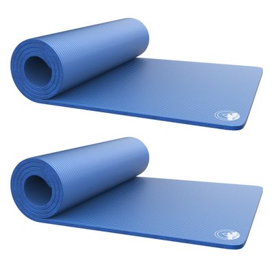 Set of 2 Foam Sleeping Mats for Camping 0.5-Inch Waterproof Sleep Pad Set with Carry Straps for Cots, Tents, or Sleepovers by Wakeman (Blue)