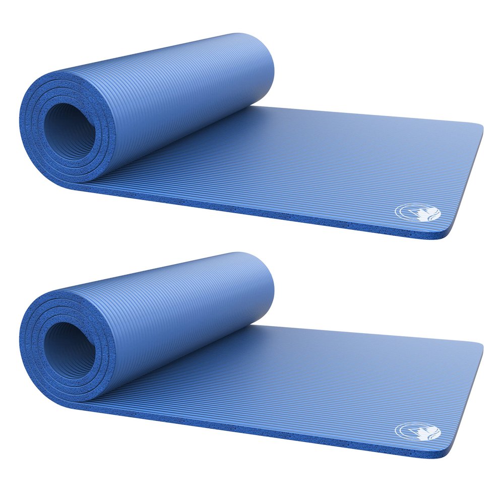 Set of 2 Foam Sleeping Mats for Camping 0.5-Inch Waterproof Sleep Pad Set with Carry Straps for Cots, Tents, or Sleepovers by Wakeman (Blue)