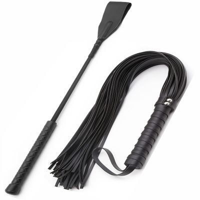 DERINODEM Riding Crop for Horses and Horse Whip Crop Set, Horse Crop 18" and Equestrian Whip 27" Black