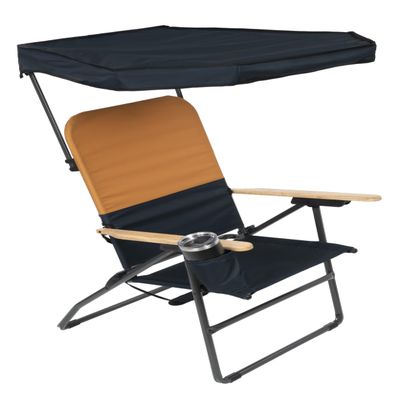 Camp & GO MaxShade Outdoor Oversized Heavy Duty Comfort Folding Camping Chair, Orange and Navy