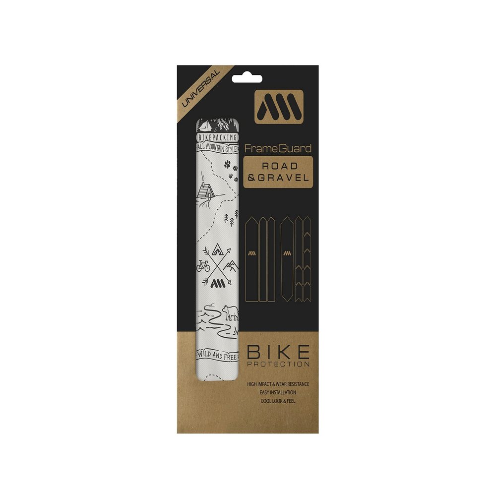 All Mountain Style AMS Frame Guard Gravel/Road - Protects Your Bike from Scratches and dings, Bikepacking Black, Universal