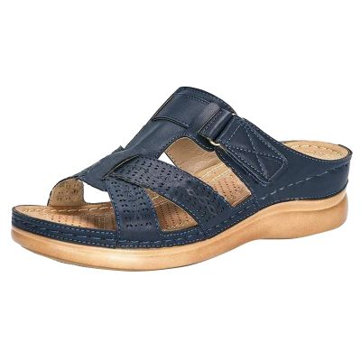oiangi Wedge Sandals for Women with Arch Support Summer Casual Slip On Fish Mouth Open Toe Platform Slippers Flowers Hollow Quilted Slides Beach Shoes Flip Flops