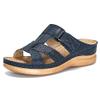 oiangi Wedge Sandals for Women with Arch Support Summer Casual Slip On Fish Mouth Open Toe Platform Slippers Flowers Hollow Quilted Slides Beach Shoes Flip Flops view 4