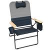 CAMP&GO Selkirk Outdoor Oversized Heavy Duty Comfort Folding Wooden Armrests Camping Chair, 28.9" W x 31.3" D x 40.7" H, Black and Charcoal (GR618-431-1) view 1