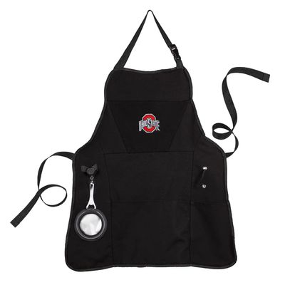 Team Sports America Collegiate Black Ohio State University Ultimate Grilling Apron Durable Cotton with Beverage Opener and Multi Tool