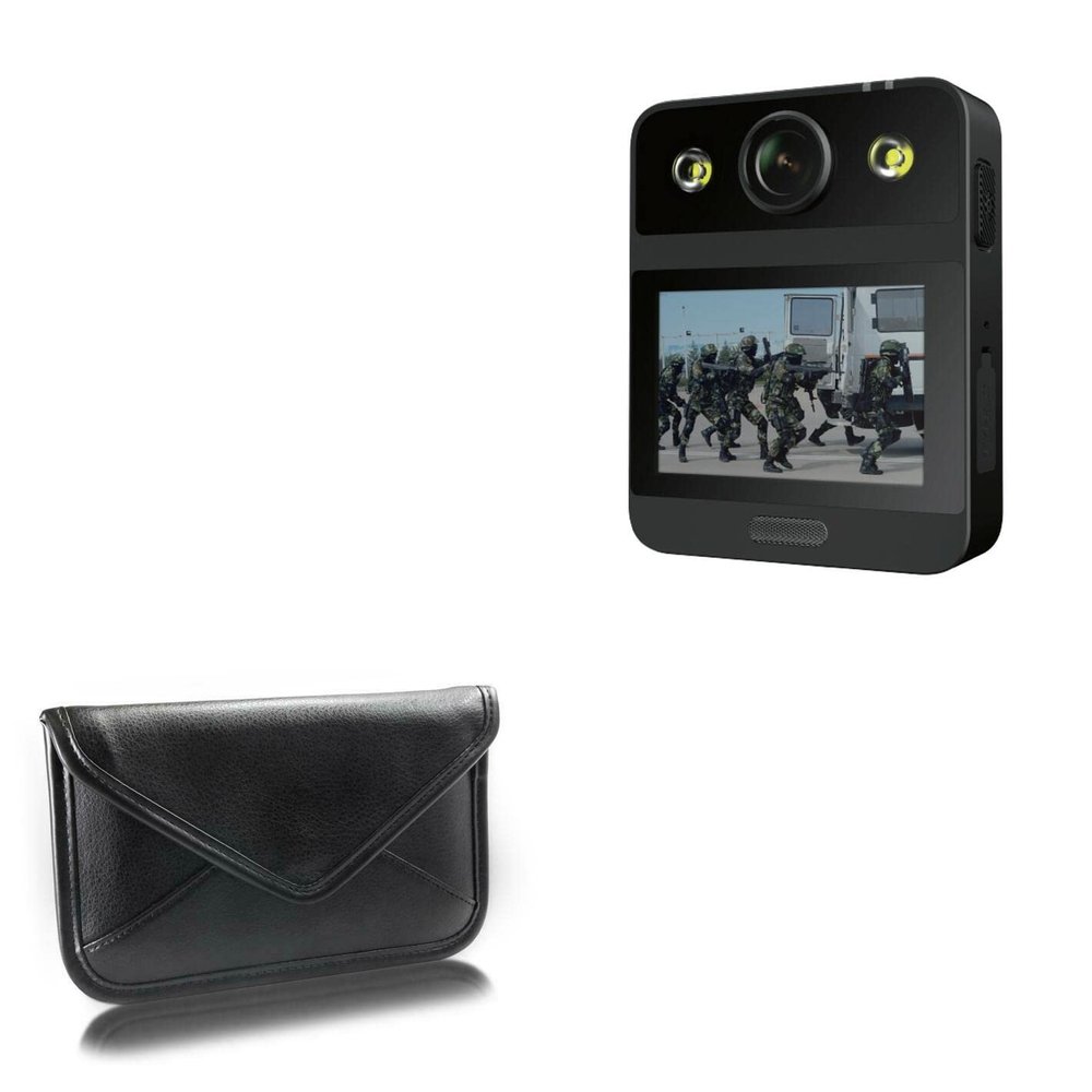 BoxWave Case Compatible with SJCam A20 - Elite Leather Messenger Pouch, Synthetic Leather Cover Case Envelope Design - Jet Black