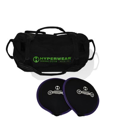 HYPERWEAR Adjustable Sandbag System, 25 lbs, Heavy-Duty with Handles, Pre-Filled SandBells, Size XS (2x12 lbs)