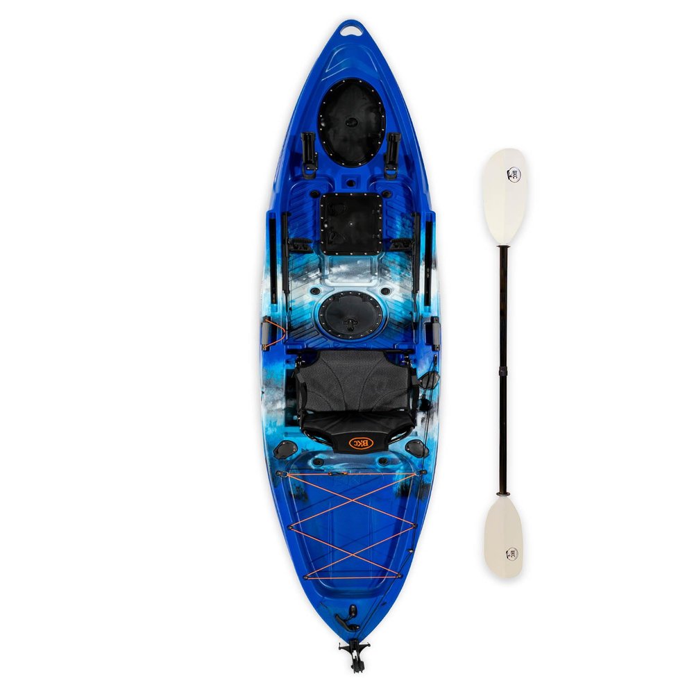 Brooklyn 11.5 Pro Single Sit-On-Top Fishing Kayak by BKC, Stable Hull, 550 lb Capacity, Rudder Steering, Dry Hatches, Rod Holders & Adjustable Seat