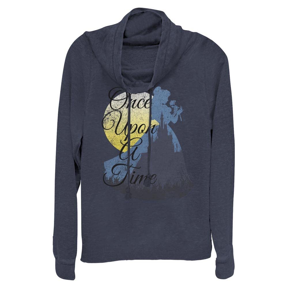 Disney Princesses Great Wide Somewhere Women's Cowl Neck Long Sleeve Knit Top Navy Blue