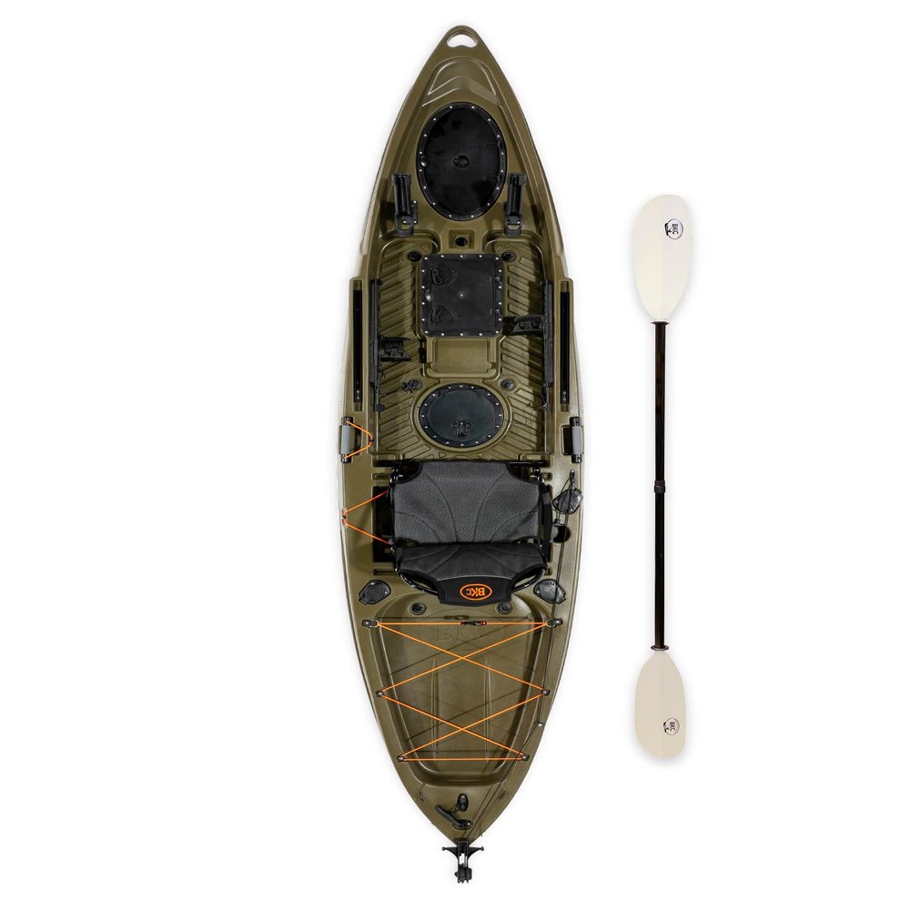 Brooklyn 11.5 Pro Single Sit-On-Top Fishing Kayak by BKC, Stable Hull, 550 lb Capacity, Rudder Steering, Dry Hatches, Rod Holders & Adjustable Seat