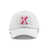 Monogram Initial Modern Shadow Letter Baseball Cap - Toddler, Youth Kids, and Adult Adjustable White Hat with Pink Letter (10+ Adult Size, K) view 1