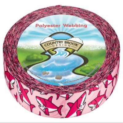 Country Brook Design - Pink Sharks Photo Quality Polyester (1 Inch, 20 Yards)