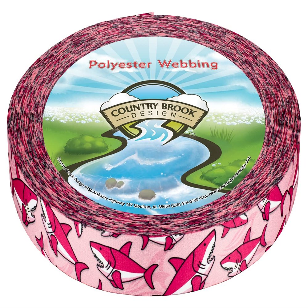 Country Brook Design - Pink Sharks Photo Quality Polyester (1 Inch, 20 Yards)