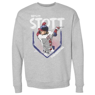 500 LEVEL Bryson Stott Sweatshirt (Crew Sweatshirt, XX-Large, Heather Gray) - Bryson Stott Philadelphia Base WHT