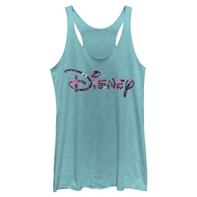 Disney Logo Floral Fill Women's Racerback Tank Top